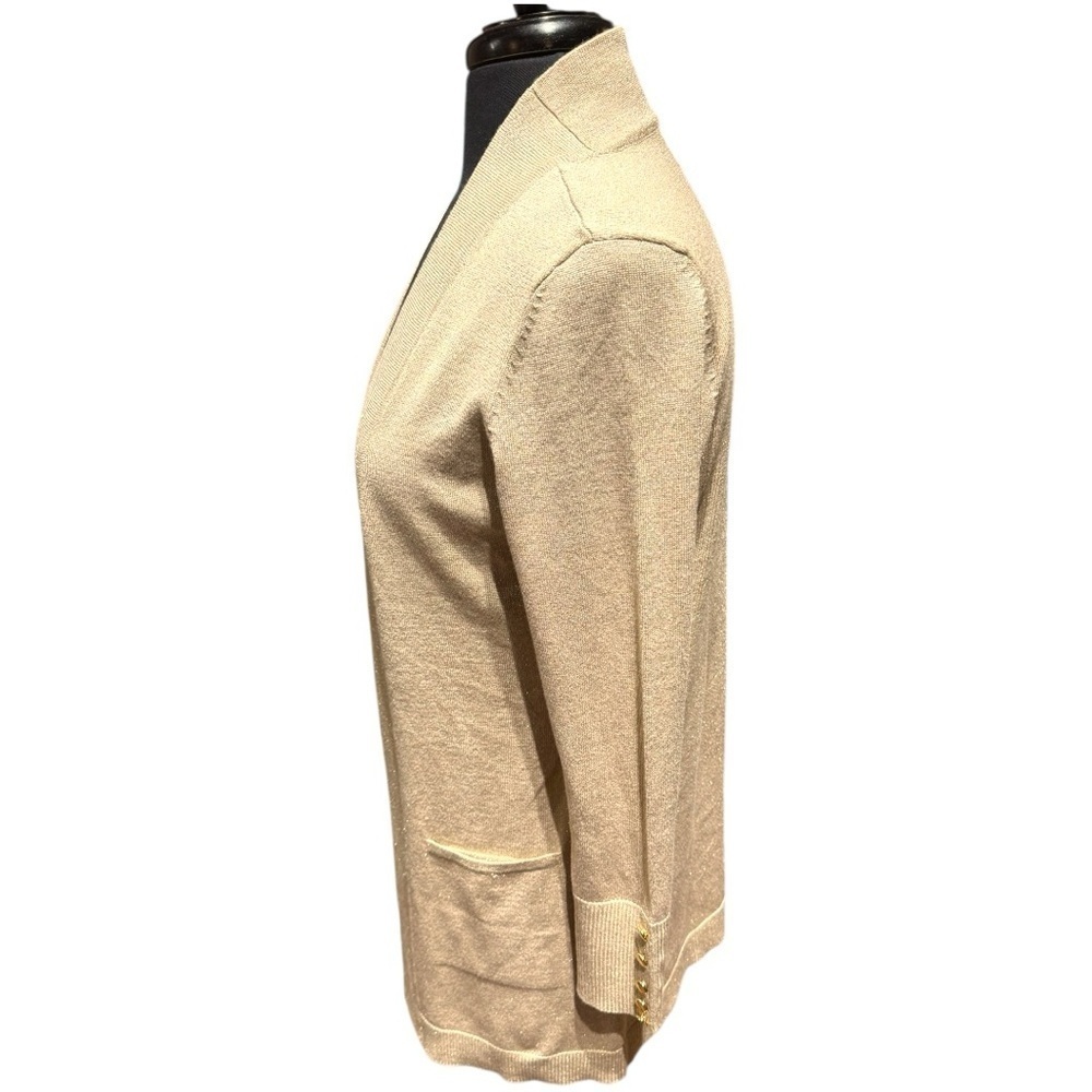 NWOT JM Collection Open Front Metallic Gold Cardigan Size Petite Medium - Picture 3 of 6
